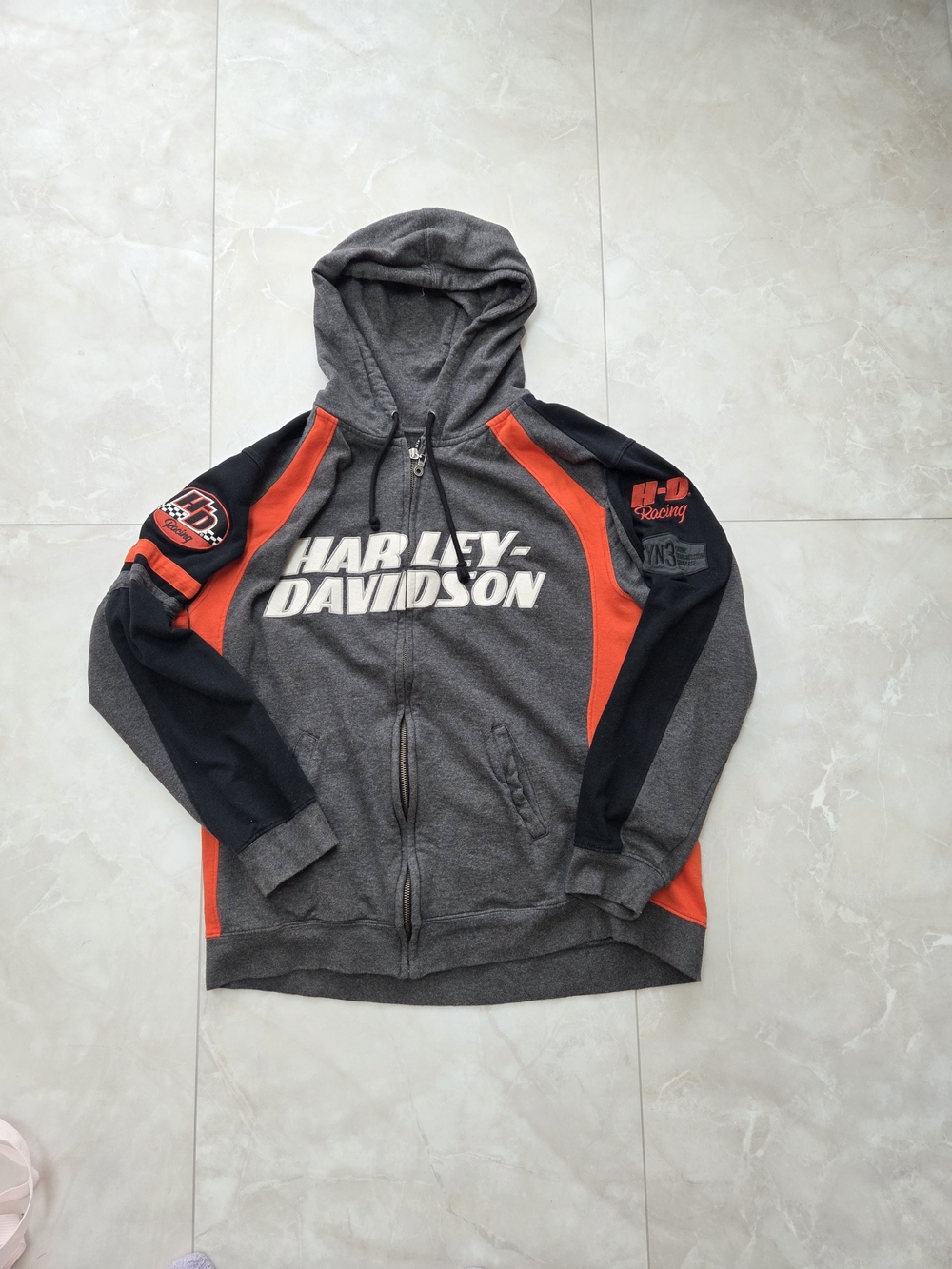Harley-Davidson Gray & Orange Zip Hoodie